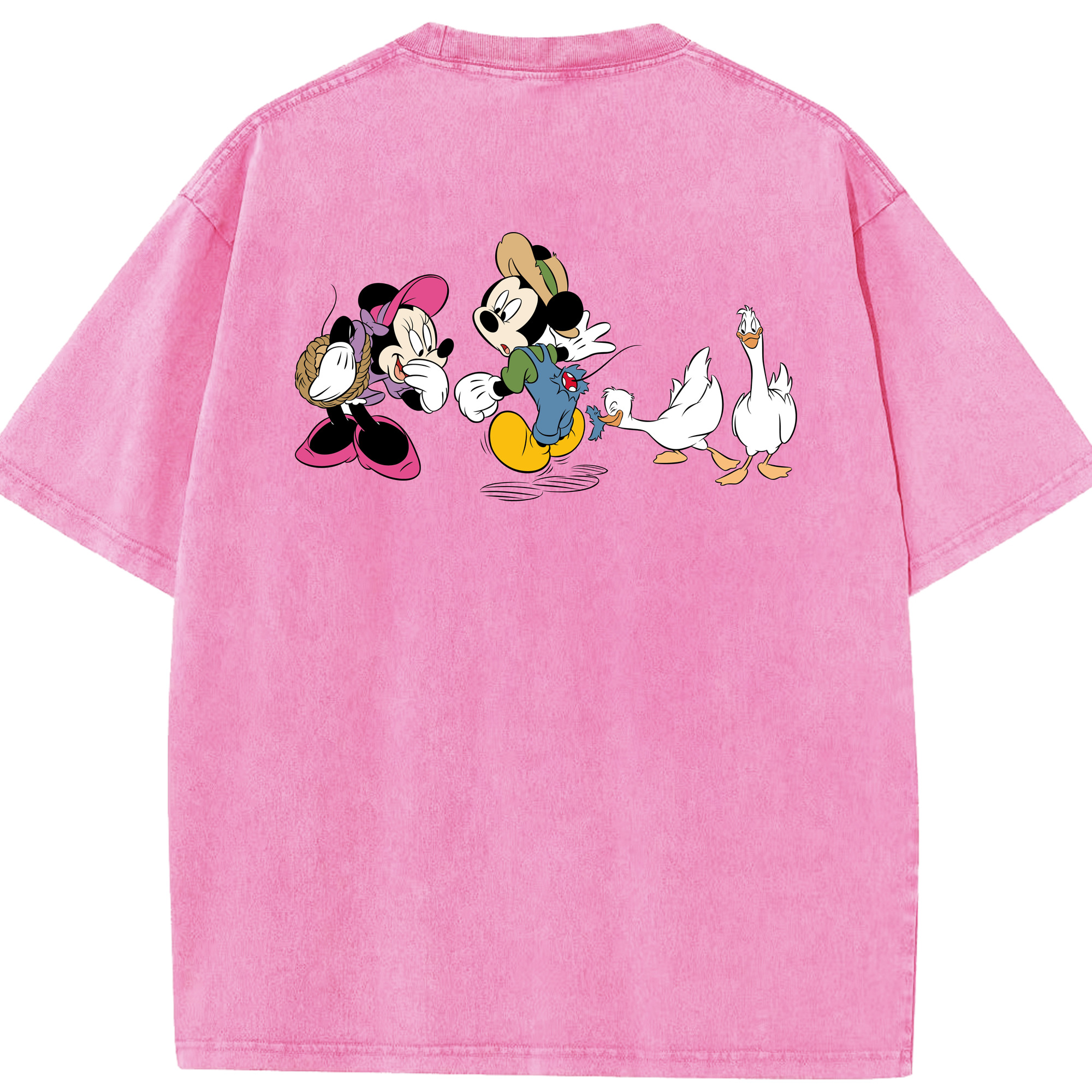 （画像用） ミッキーマウス Mickey Mouse 綿100% ヴィンテージ風 半袖Tシャツ（背面プリント）